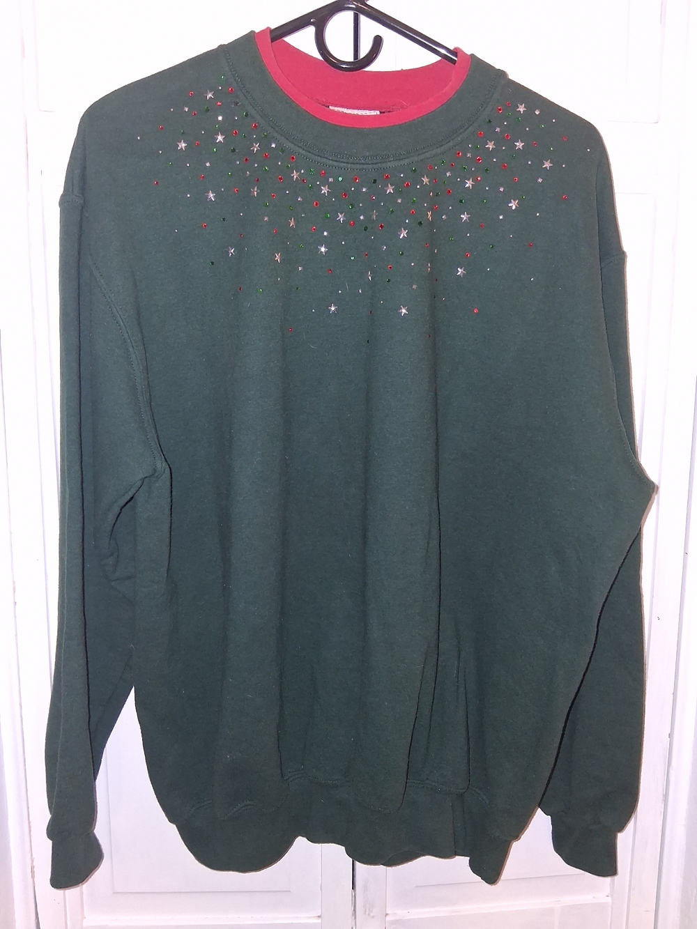 Top Stitch Forest Green Embellished Crewneck Sweatshirt